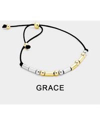 Fashnzfab - Grace Message Morse Code Adjustable Cinch Pull Tie Bracelet, Two Tone - Lyst