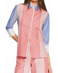 Vilagallo - Lace Cuffs Striped Shirt - Lyst