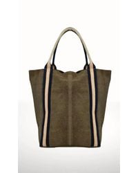 Italian Leather - Suede And Stripe Tote Bag - Lyst
