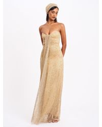 Miss Circle - Ada Rhinestone Embellished Strapless Gown With Head Scarf - Lyst