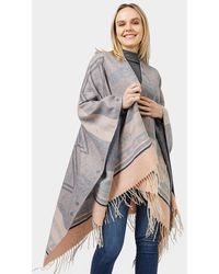 TRUEDAMES - Aztec Patterned Cape Poncho - Lyst