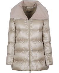 Herno - A-Shape Nylon Ultralight Faux Fur Polyamide Down Jacket - Lyst