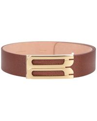 Victoria Beckham - Textured Strap With Polished-Tone Buckle Belt - Lyst