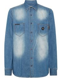 Philipp Plein - Denim Shirt Long-Sleeve Skull & Bones - Lyst