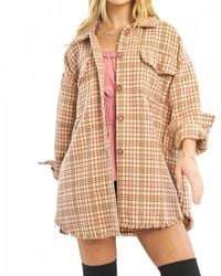 Davi & Dani - Plaid Long Sleeve Jacket With Front Pocket - Lyst