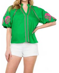 Thml - Embroidered Puff Sleeve Top - Lyst