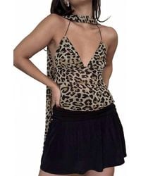 Et Clet - Leopard Top With Neck Scarf - Lyst