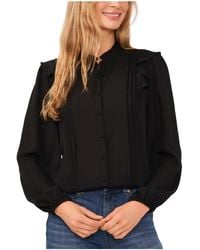 Cece - Pintuck Polyester Button-down Top - Lyst