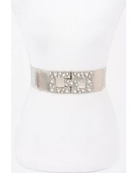 Fashnzfab - Pearl Metal Buckle Elastic Belt - Lyst