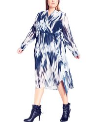 City Chic - Plus Printed Midi Wrap Dress - Lyst