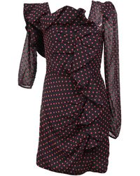 Self-Portrait - Plumetis One Shoulder Polka Dot Ruffled Mini Dress - Lyst