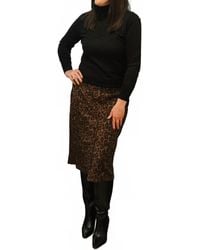 Thml - Brooke Leopard Print Suede Midi Skirt - Lyst