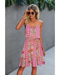 TRUEDAMES - Spaghetti Strap Floral Ruffle Dress - Lyst