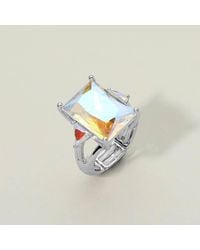 Fashnzfab - Rectangle Crystal Stretch Ring - Lyst