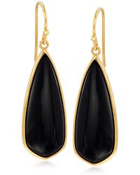 Ross-Simons Onyx Teardrop Earrings In 18kt Gold Over Sterling - Black