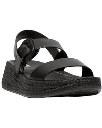 Fitflop - F-Mode Espadrille Buckle Leather Flatform Sandal - Lyst