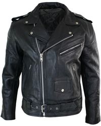 TruClothing - Cowhide Motorcycle Cross Zip Biker Jacket - Lyst