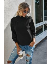 TRUEDAMES - Drop Shoulder Solid Mock Neck Classic Knitted Sweater - Lyst