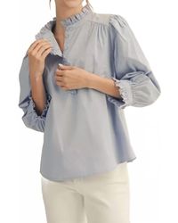 Jodifil - 3/4 Sleeves Front Button Up Eyelet Trim Top - Lyst