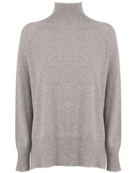 Kangra Cashmere - Raglan Sleeve Sweater With High Collar - Lyst