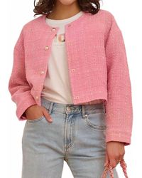EsQualo - Cropped Boucle Jacket - Lyst