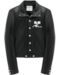 Courreges - Logo-Patch Faux-Leather Jacket With Structured Collar - Lyst