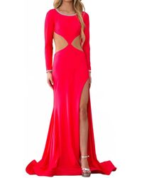 Ava Presley - Sleek Gown With Cutouts And High Slit - Lyst