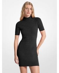 Michael Kors - Logo Jacquard Knit Mock Neck Dress - Lyst