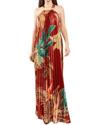 The Sang - Pleated Floral Halter Maxi Dress - Lyst