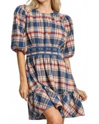 Umgee - Round Neck Plaid Dress - Lyst