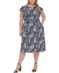 Jessica Howard - Plus Floral Print Mid Calf Fit & Flare Dress - Lyst
