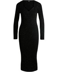 BOSS - Long-Sleeved Knitted Dress With Sequin Embellishments - Lyst