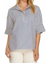 She + Sky - Oversized Striped Top - Lyst