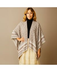 TRUEDAMES - Leopard Pattern Print Ruana Poncho - Lyst