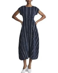 Lafayette 148 New York - Belted Plisse Flared Maxi Dress - Lyst