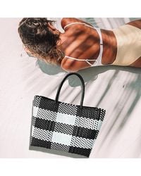 Fashnzfab - Basket Weave Checkered Hand Bag Tote Bag - Lyst