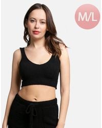 TRUEDAMES - Solid V Neck Crop Top - Lyst