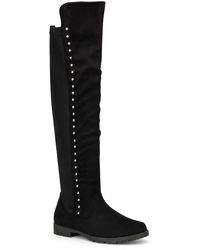 Olivia Miller - Andrea Faux Suede Studded Over-the-knee Boots - Lyst