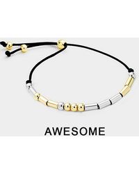 Fashnzfab - Awesome Message Morse Code Adjustable Cinch Pull Tie Bracelet, Two Tone - Lyst