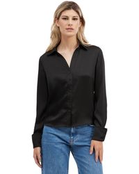 NVLT - Button Front Satin Blouse - Lyst