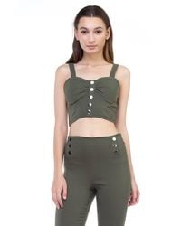 TRUEDAMES - Sweetheart Button Down Crop Top - Lyst
