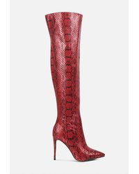 LONDON RAG - Catalina Snake Print Stiletto Knee Boots - Lyst