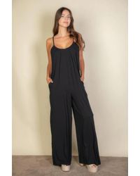 Fashnzfab - Spaghetti Strap Solid Wide Jumpsuit - Lyst