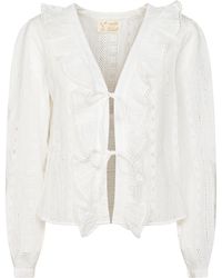 MC2 Saint Barth - Sangallo Striped Cotton Blouse With Ruffled Trim - Lyst