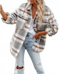 Lovesoft - Plaid Button Flannel Shirt Jacket - Lyst