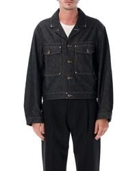 Lemaire - Studded Denim Trucker Jacket - Lyst