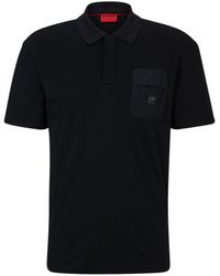 HUGO - Interlock-cotton Polo Shirt With Stacked-logo Trim - Lyst