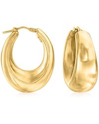 Ross-Simons - Italian 18kt Gold Over Sterling Graduated Hoop Earrings - Lyst