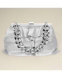 Fashnzfab - Faux Leather Layered Ruffle Chunky Chain Strap Handle Evening Clutch Bag Crossbody Bag - Lyst