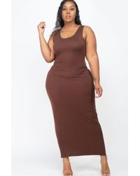 Fashnzfab - Plus Size Solid Basic Maxi Dress - Lyst